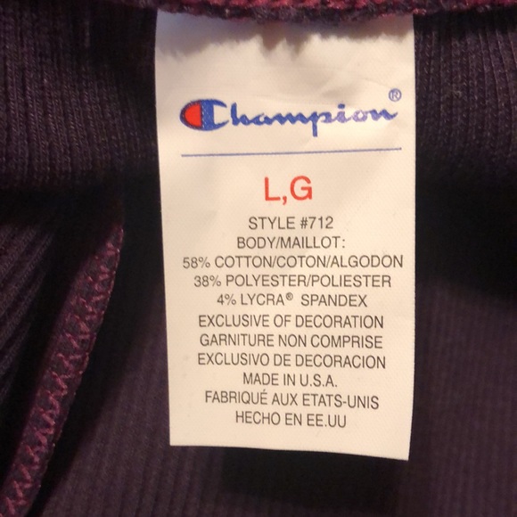 Vtg CHAMPION Size Large Body Balance Dance Pull-On Ribbed Eggplant USA Made NEW - Picture 12 of 15